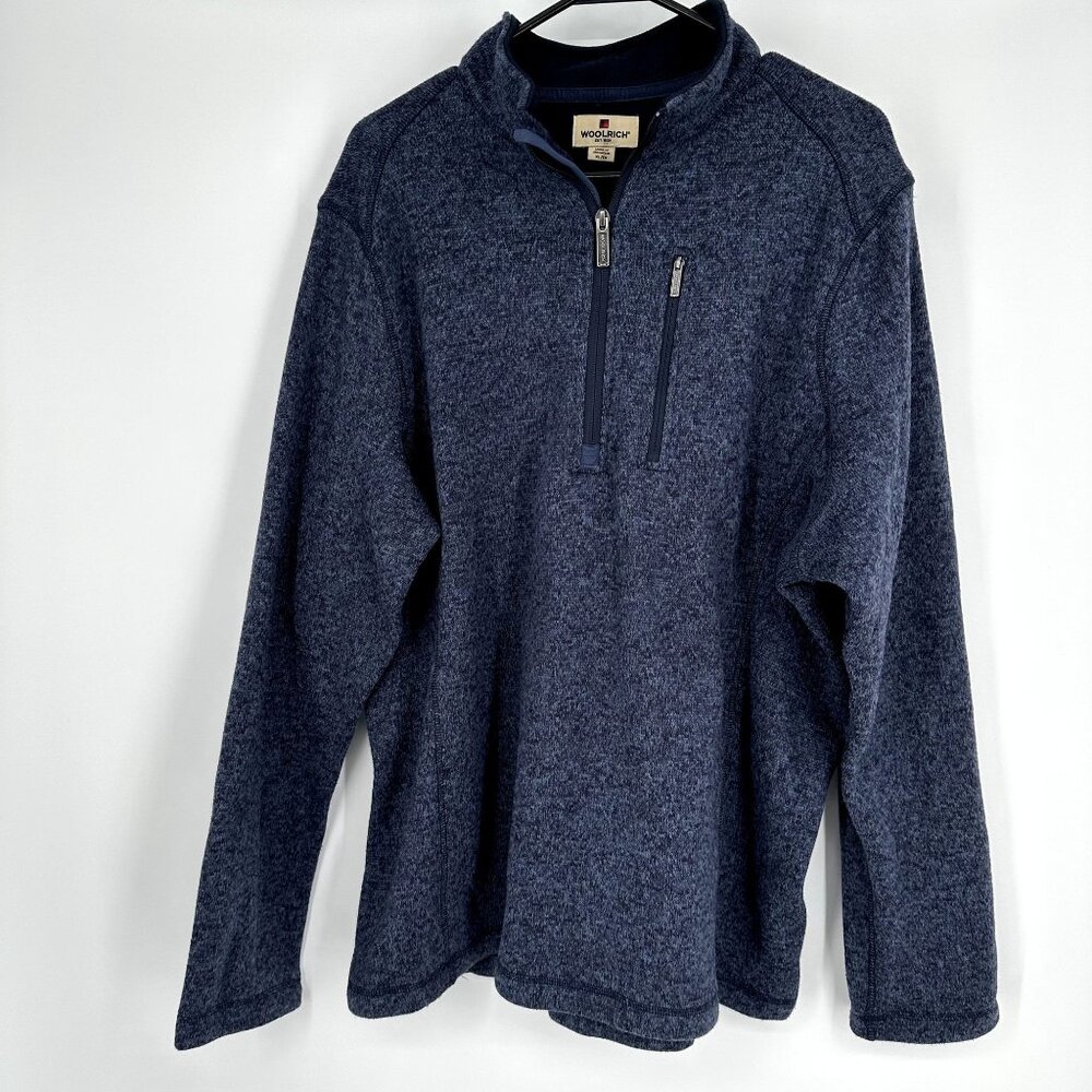 Woolrich Men's 1/4 zip Sweater Navy Blue Size Large